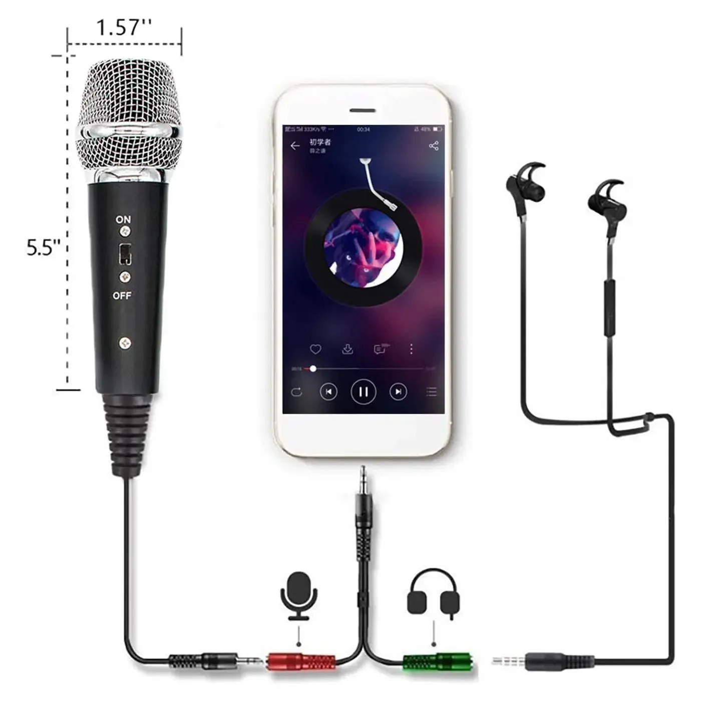 Condenser Recording Microphone 3.5mm Plug and Play for Mac PC Android Gaming (Black)