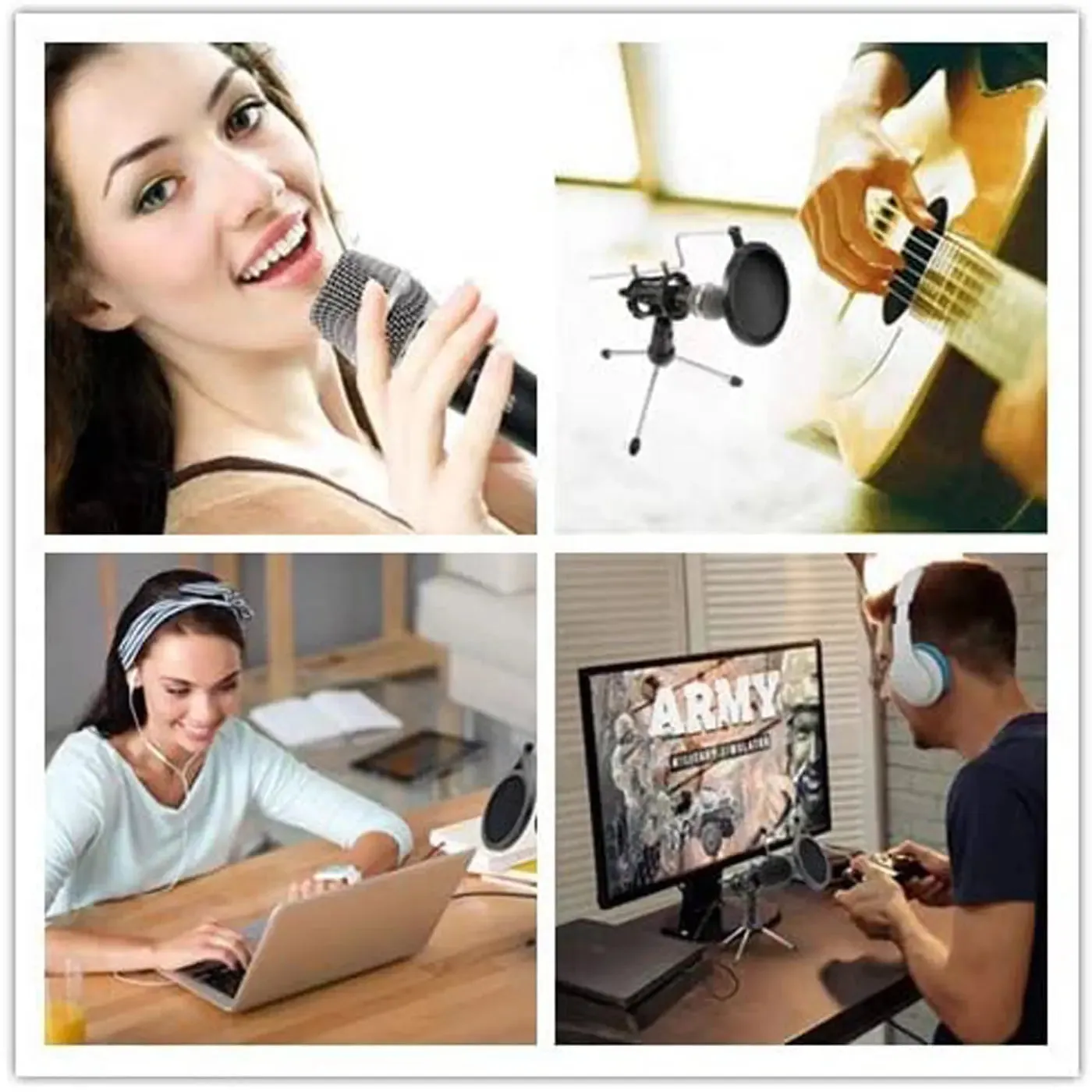 Condenser Recording Microphone 3.5mm Plug and Play for Mac PC Android Gaming (Black)