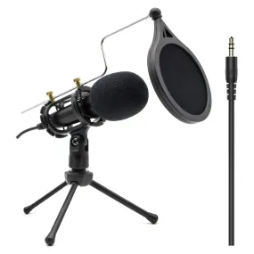 Condenser Recording Microphone 3.5mm Plug and Play for Mac PC Android Gaming (Black)