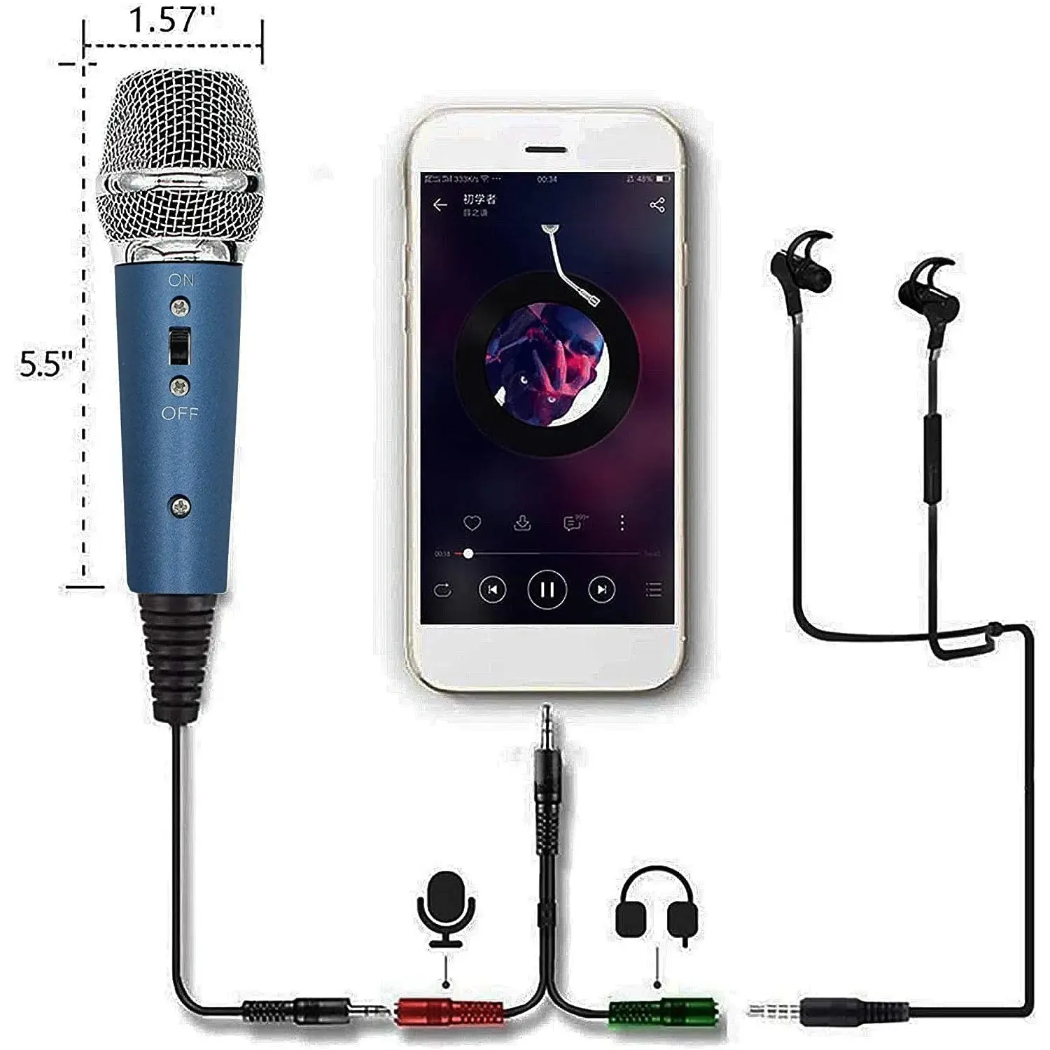 Condenser Recording Microphone 3.5mm Plug and Play for Mac PC Android Gaming (Blue)
