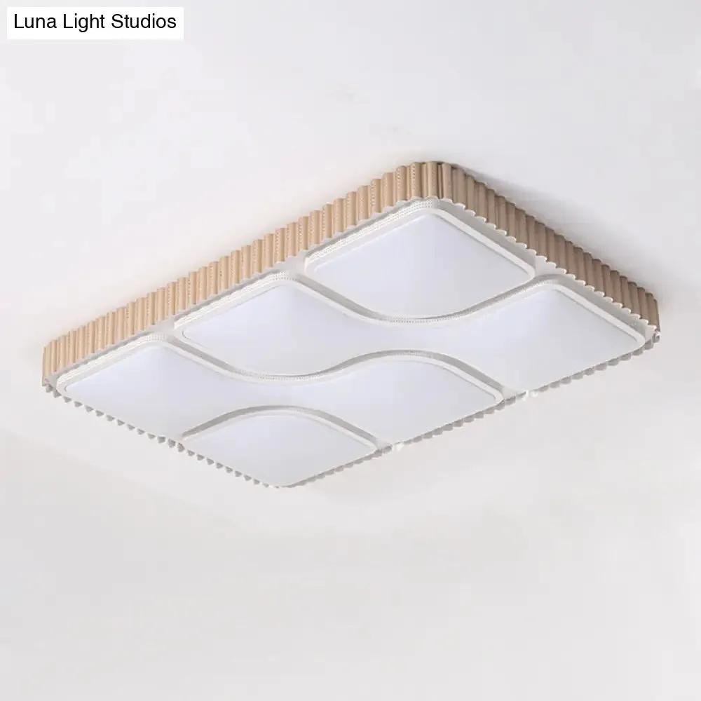 Contemporary Gold Rectangular LED Flushmount Ceiling Light for Living Room - White/Warm Light