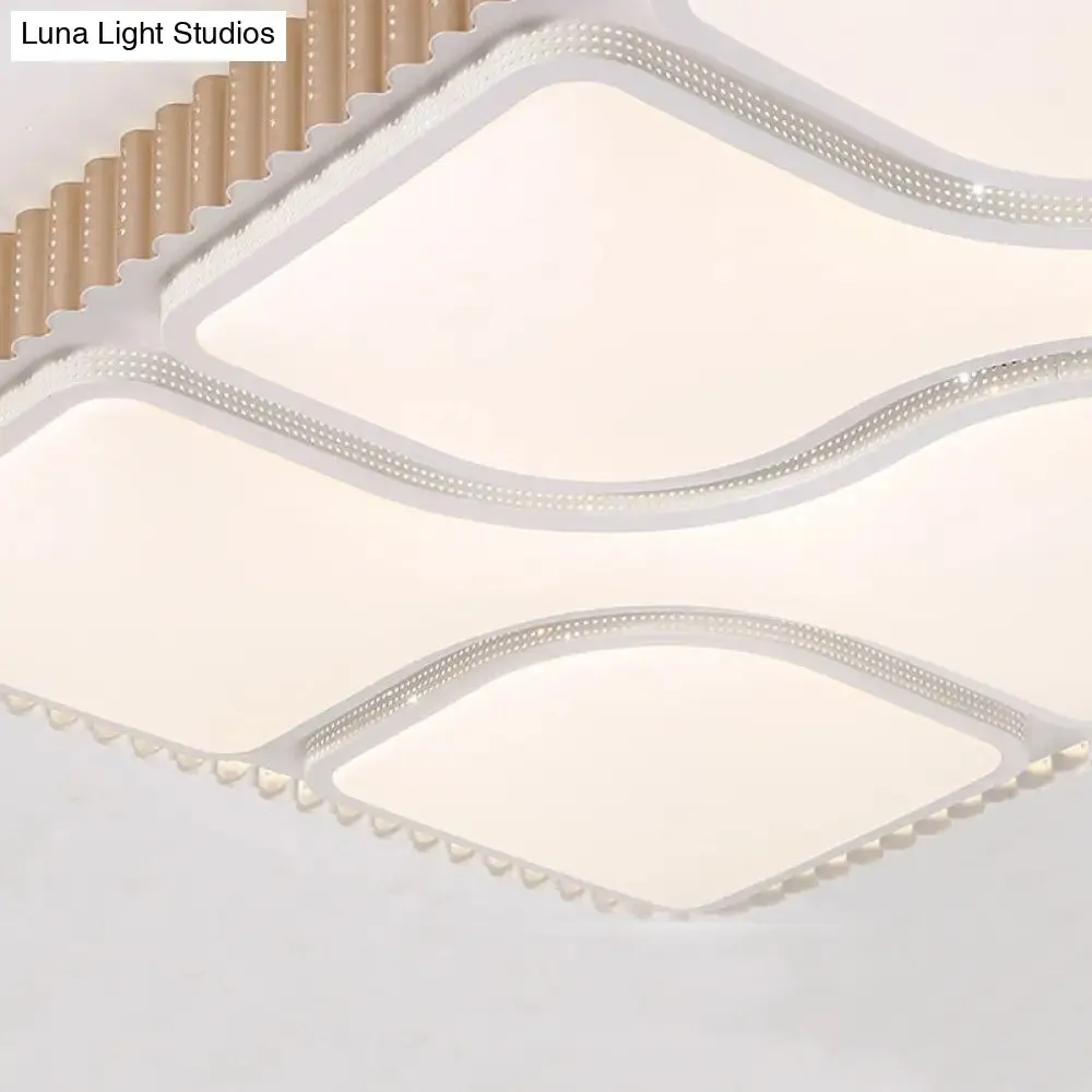 Contemporary Gold Rectangular LED Flushmount Ceiling Light for Living Room - White/Warm Light