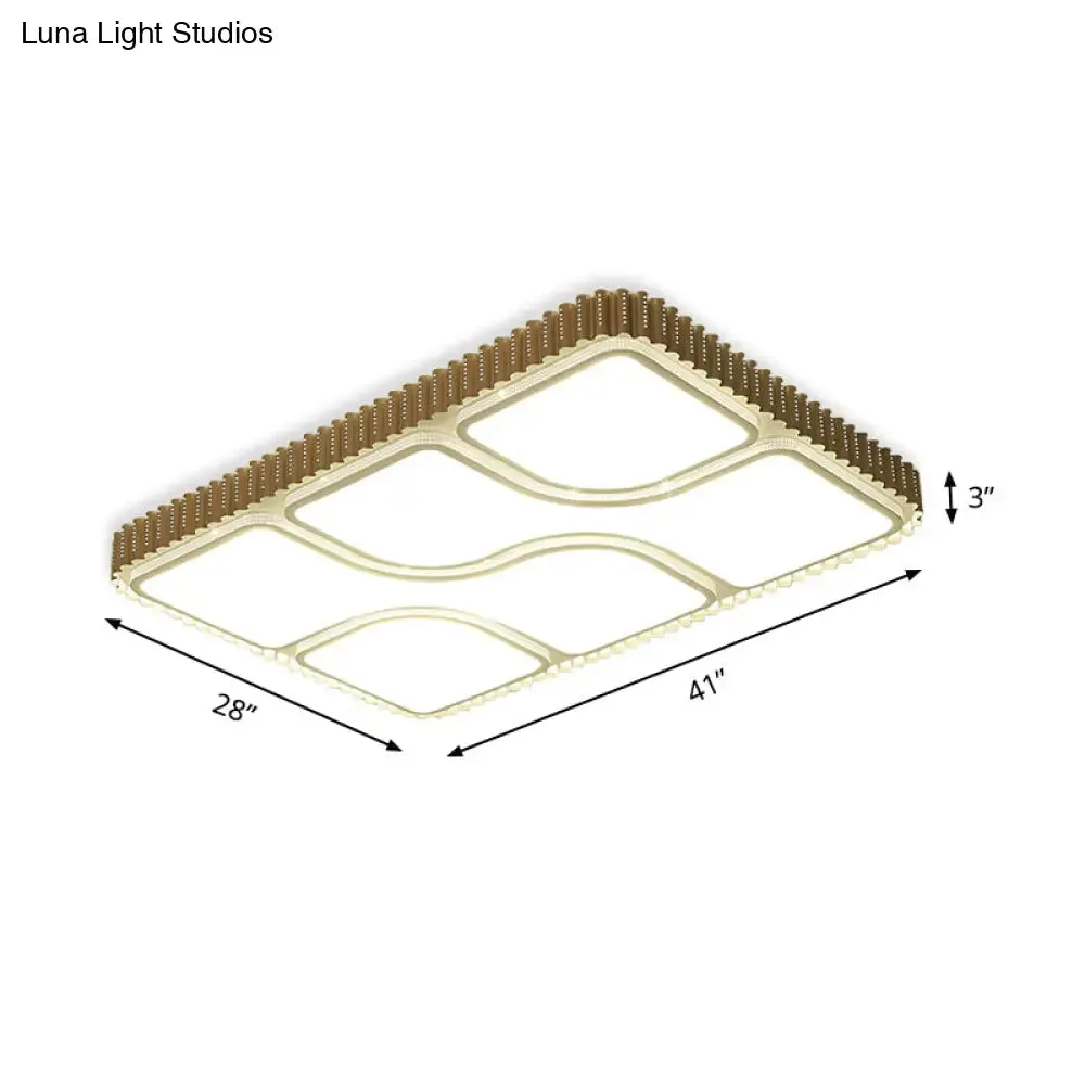 Contemporary Gold Rectangular LED Flushmount Ceiling Light for Living Room - White/Warm Light