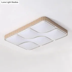 Contemporary Gold Rectangular LED Flushmount Ceiling Light for Living Room - White/Warm Light