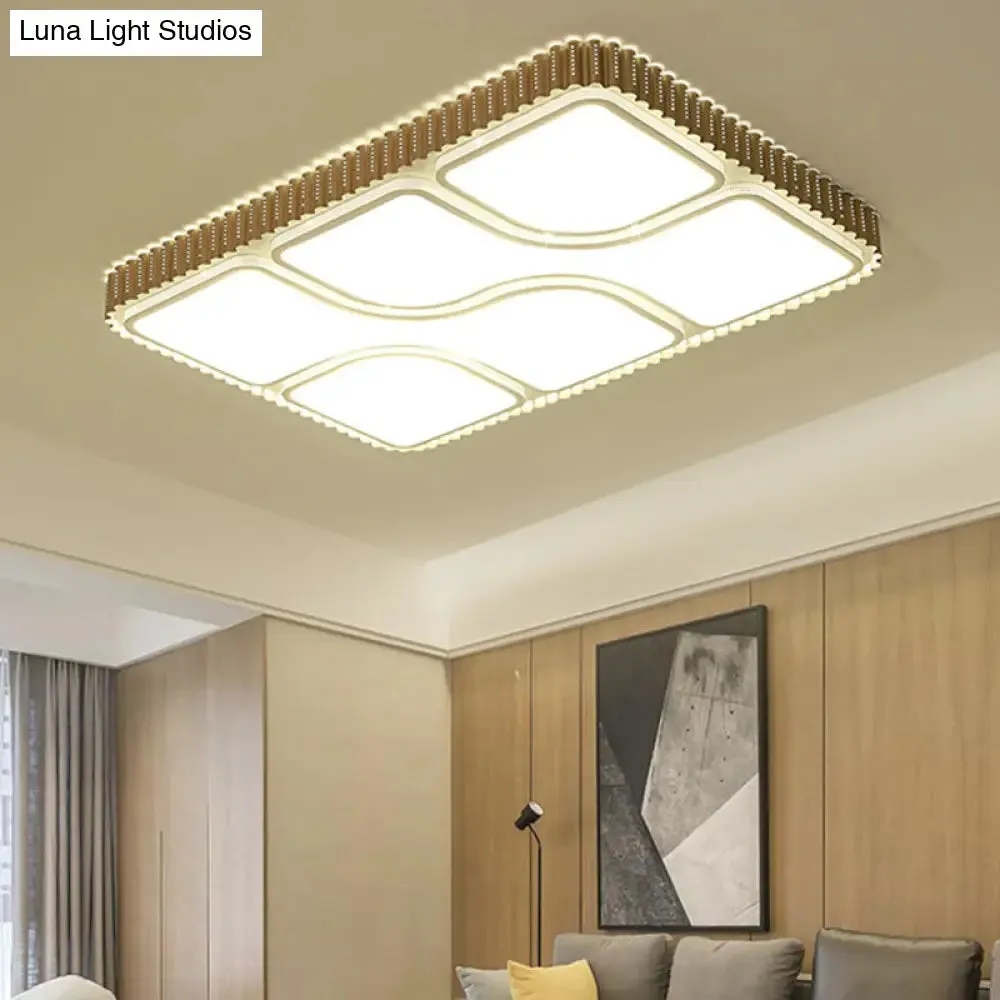 Contemporary Gold Rectangular LED Flushmount Ceiling Light for Living Room - White/Warm Light