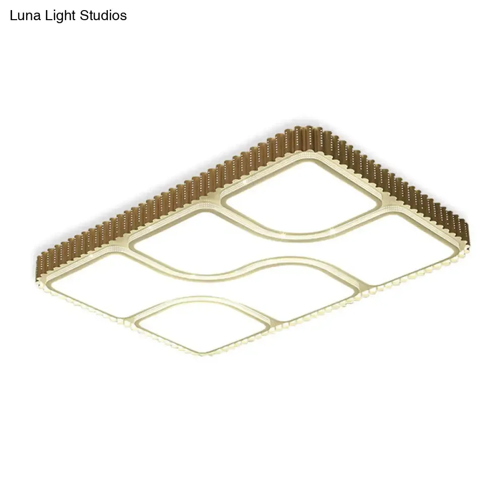 Contemporary Gold Rectangular LED Flushmount Ceiling Light for Living Room - White/Warm Light