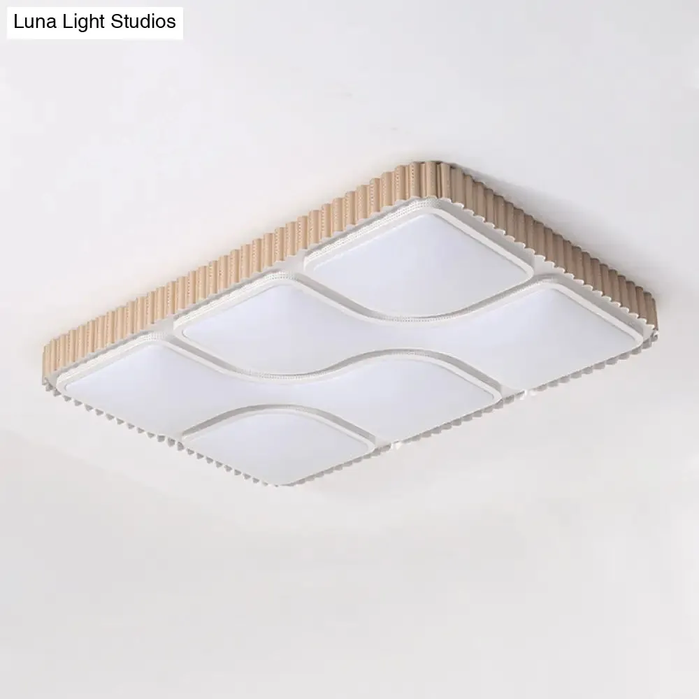 Contemporary Gold Rectangular LED Flushmount Ceiling Light for Living Room - White/Warm Light