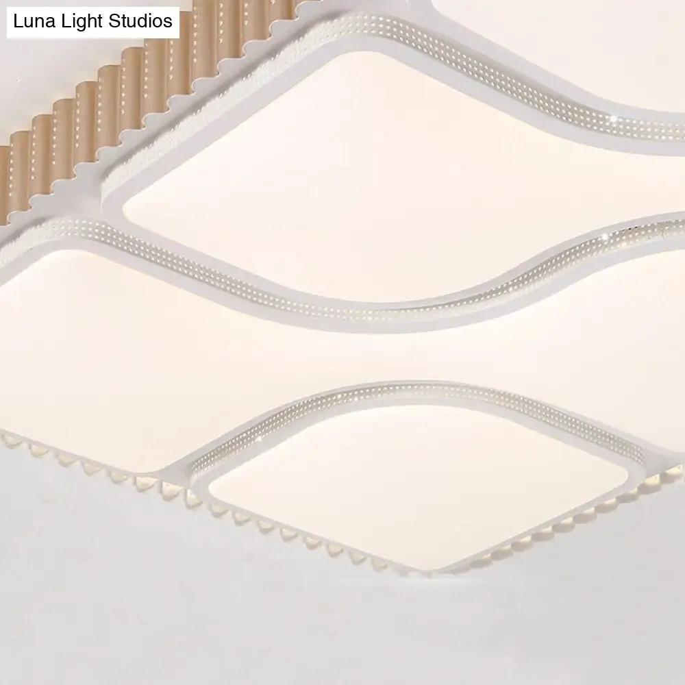 Contemporary Gold Rectangular LED Flushmount Ceiling Light for Living Room - White/Warm Light