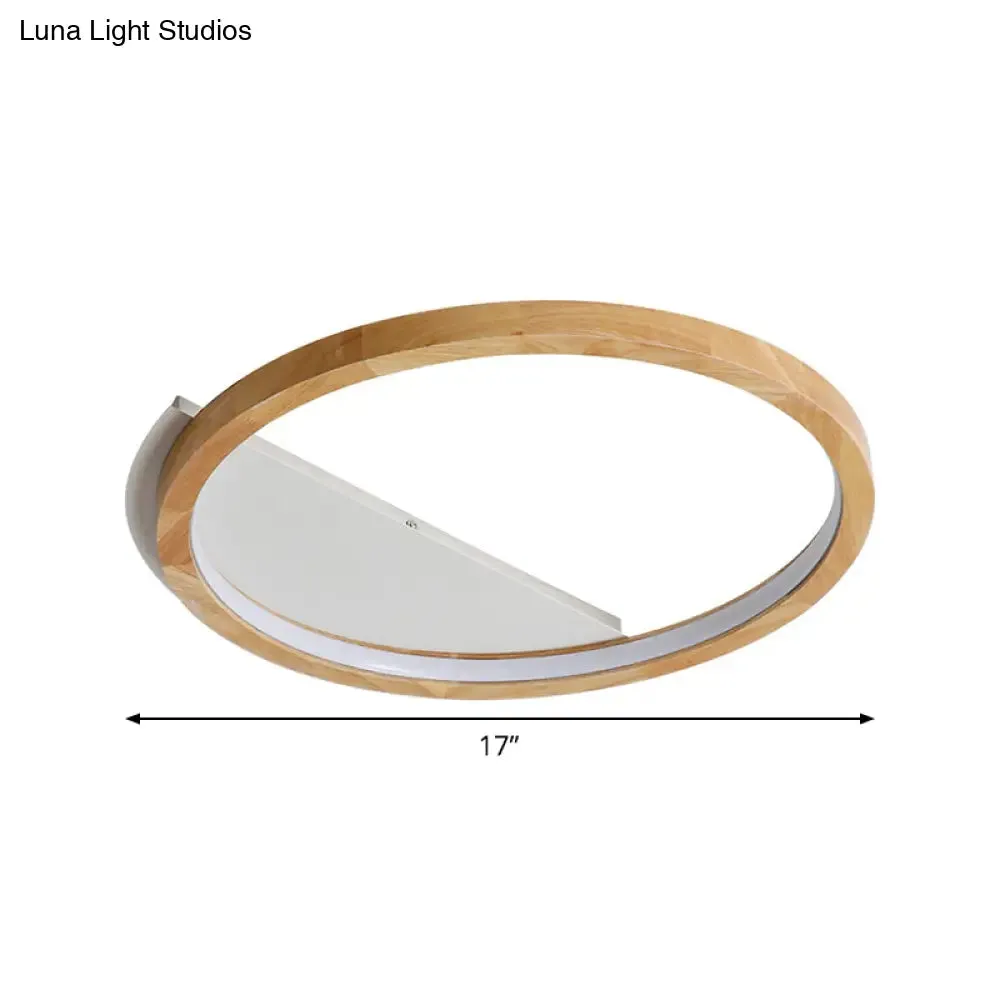 Contemporary LED Wood Ring Flush Mount Ceiling Light in Beige - 13"/17"/21" Width