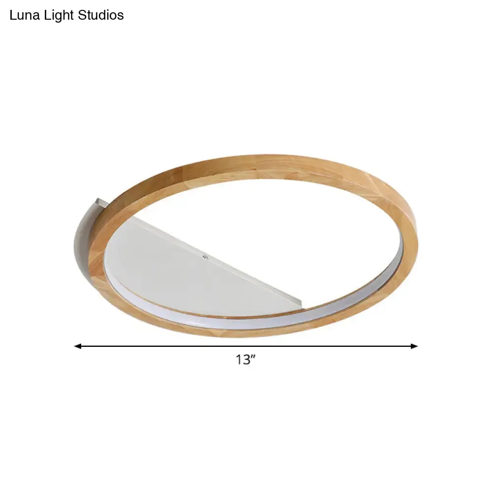 Contemporary LED Wood Ring Flush Mount Ceiling Light in Beige - 13"/17"/21" Width