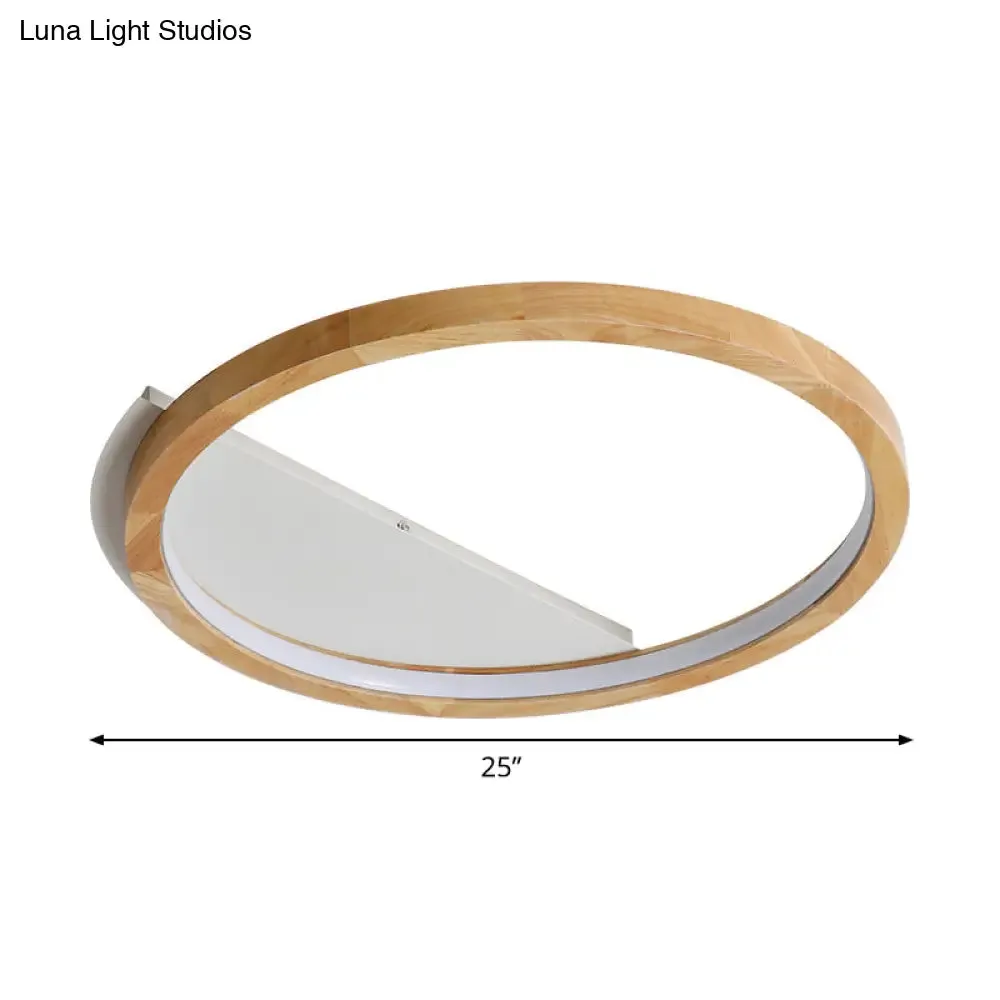 Contemporary LED Wood Ring Flush Mount Ceiling Light in Beige - 13"/17"/21" Width