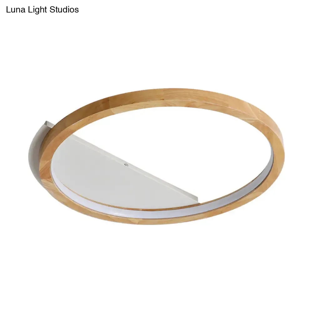 Contemporary LED Wood Ring Flush Mount Ceiling Light in Beige - 13"/17"/21" Width