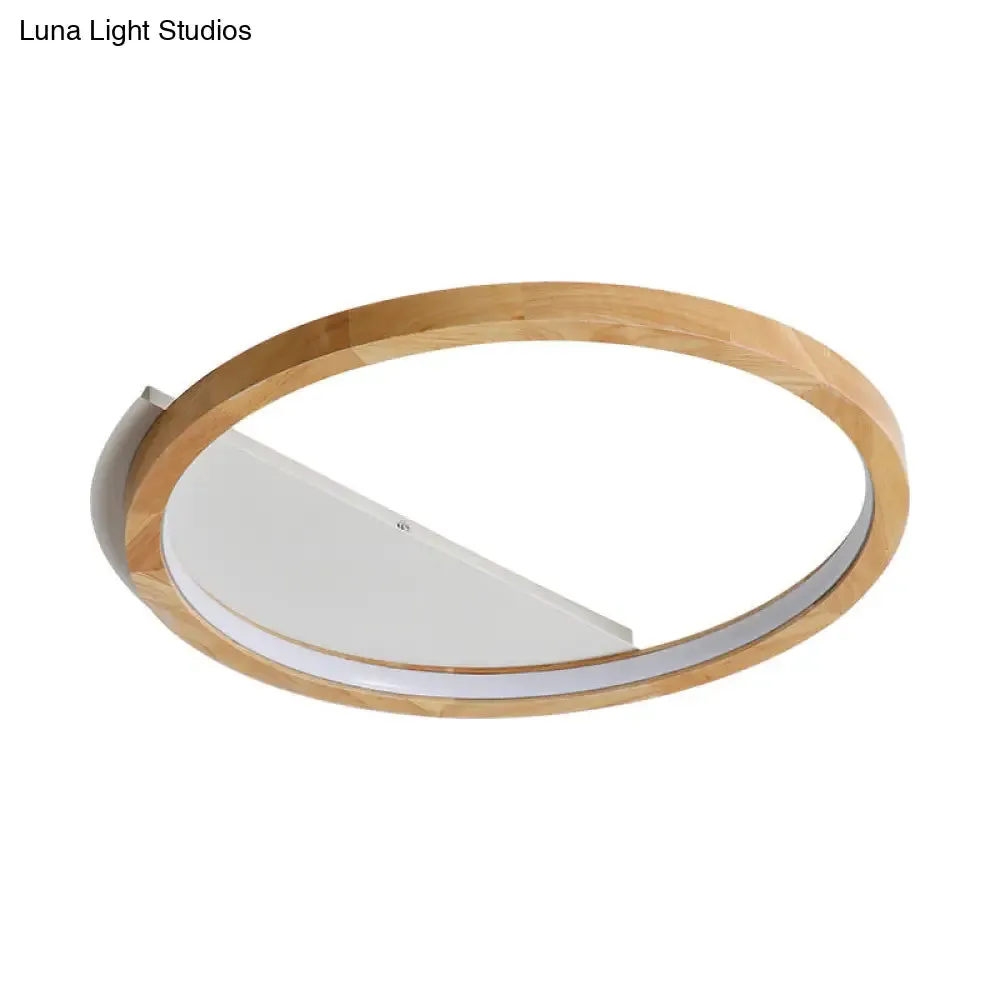 Contemporary LED Wood Ring Flush Mount Ceiling Light in Beige - 13"/17"/21" Width