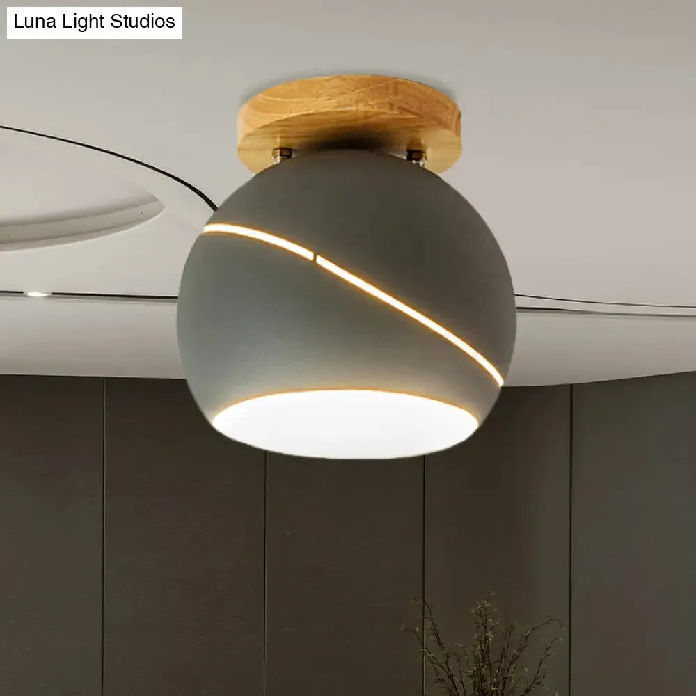 Contemporary Metal Spherical Flush Mount Ceiling Light - Green/Pink/Gray - 1 Head Indoor Fixture