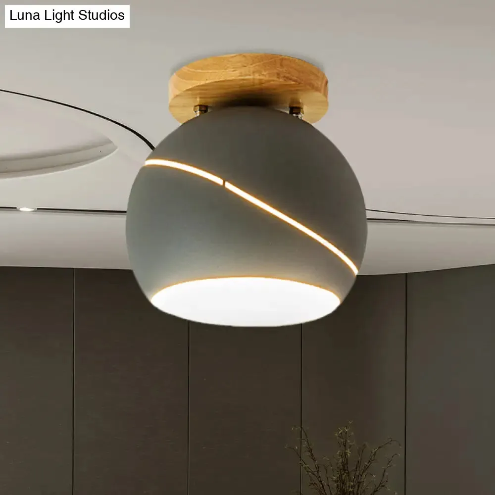 Contemporary Metal Spherical Flush Mount Ceiling Light - Green/Pink/Gray - 1 Head Indoor Fixture