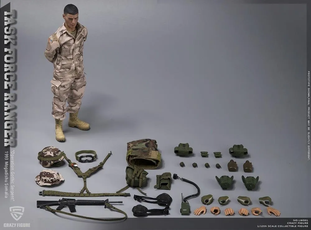 CRAZY FIGURE LW001 Task Force Ranger Chalk Leader 75th Ranger 1/12 Scale Figure