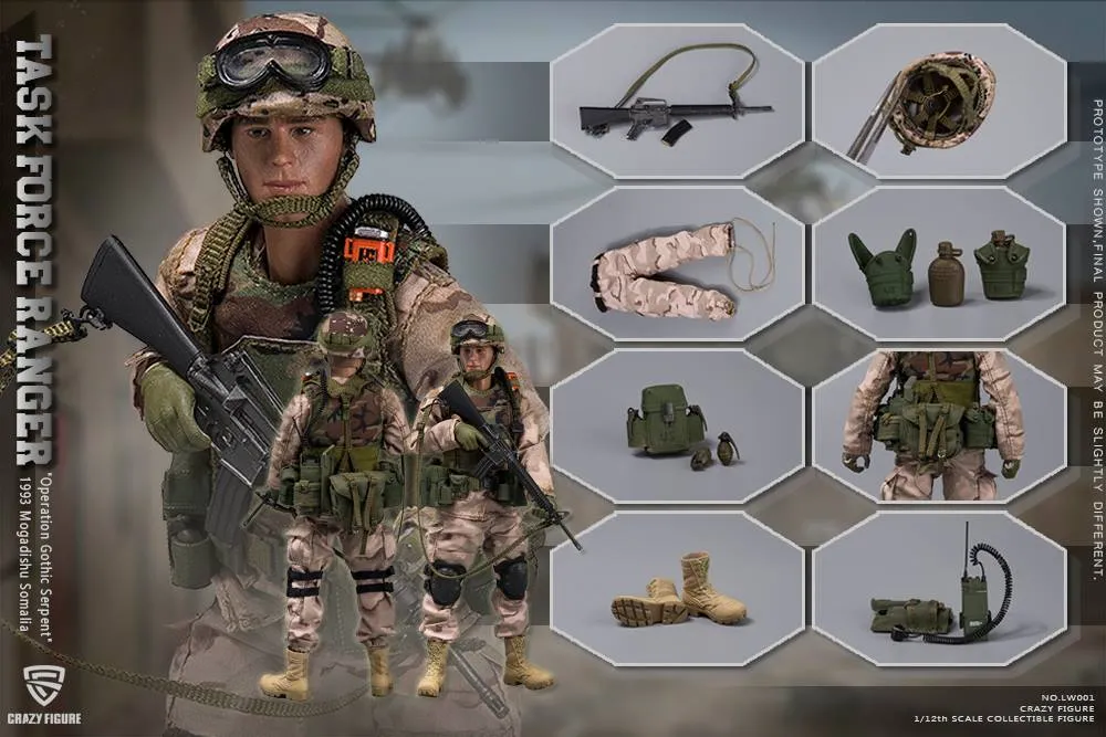 CRAZY FIGURE LW001 Task Force Ranger Chalk Leader 75th Ranger 1/12 Scale Figure