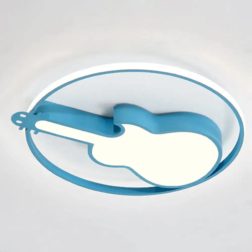 Creative Guitar Flush Mount Ceiling Light for Bedroom - 1 Light Metal Fixture