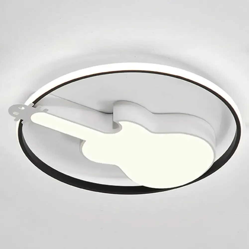 Creative Guitar Flush Mount Ceiling Light for Bedroom - 1 Light Metal Fixture