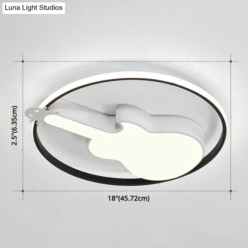Creative Guitar Flush Mount Ceiling Light for Bedroom - 1 Light Metal Fixture