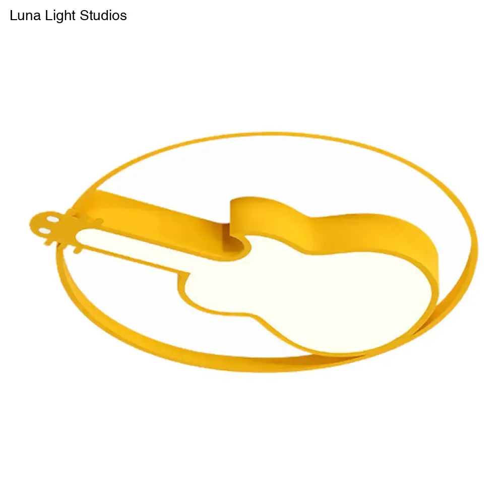 Creative Guitar Flush Mount Ceiling Light for Bedroom - 1 Light Metal Fixture