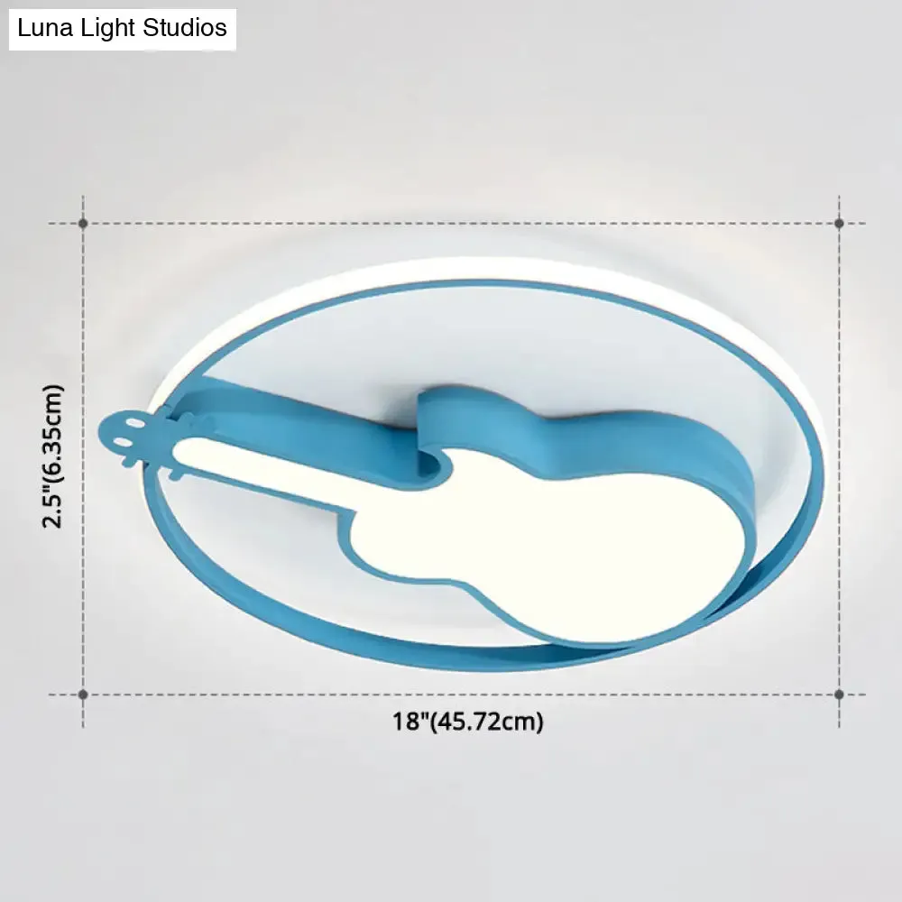 Creative Guitar Flush Mount Ceiling Light for Bedroom - 1 Light Metal Fixture