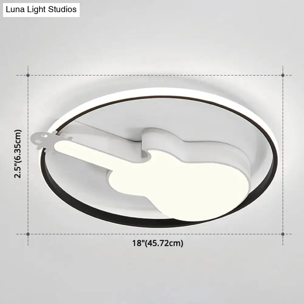 Creative Guitar Flush Mount Ceiling Light for Bedroom - 1 Light Metal Fixture