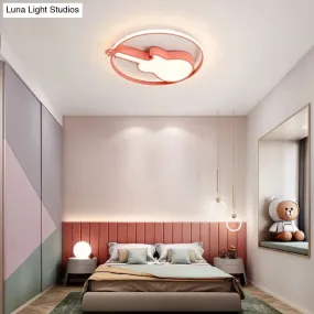 Creative Guitar Flush Mount Ceiling Light for Bedroom - 1 Light Metal Fixture