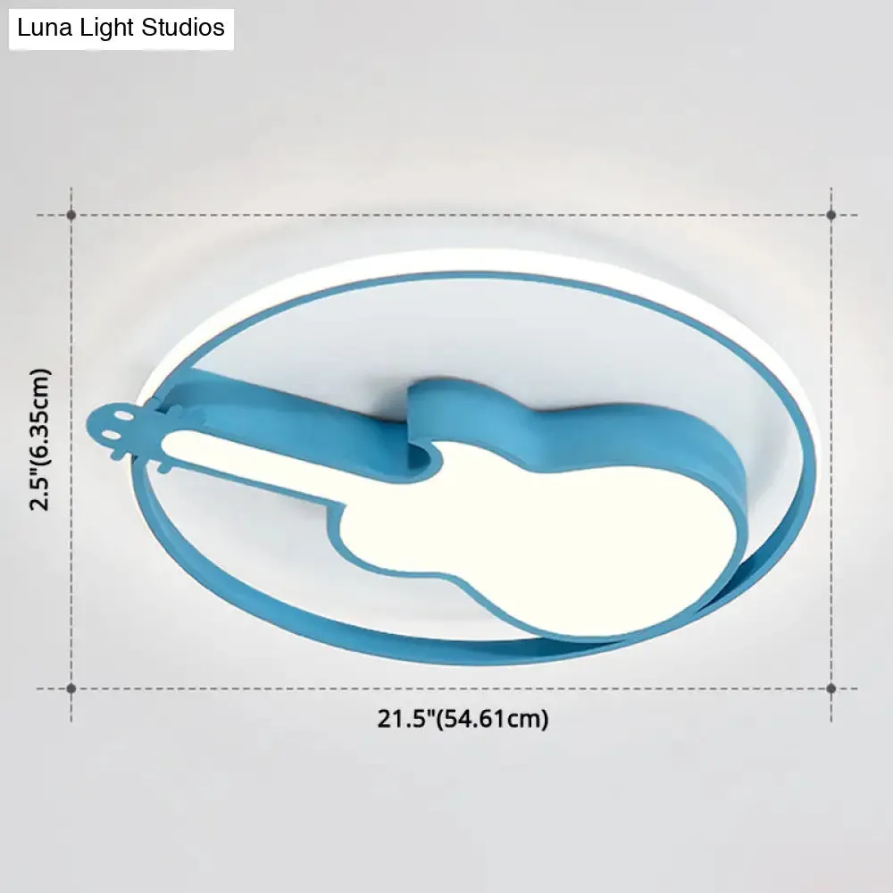 Creative Guitar Flush Mount Ceiling Light for Bedroom - 1 Light Metal Fixture