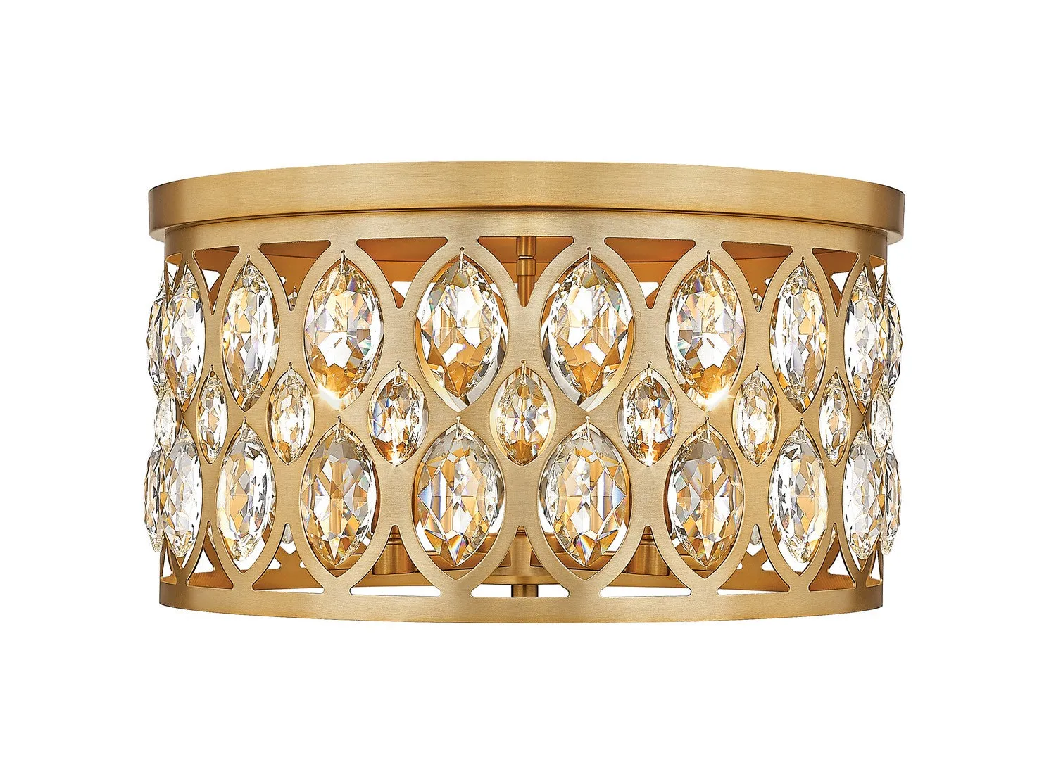 Dealey Five Light Flush Mount in Heirloom Brass