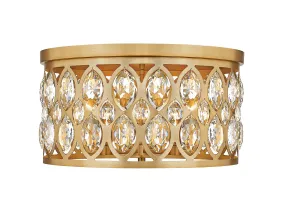 Dealey Five Light Flush Mount in Heirloom Brass