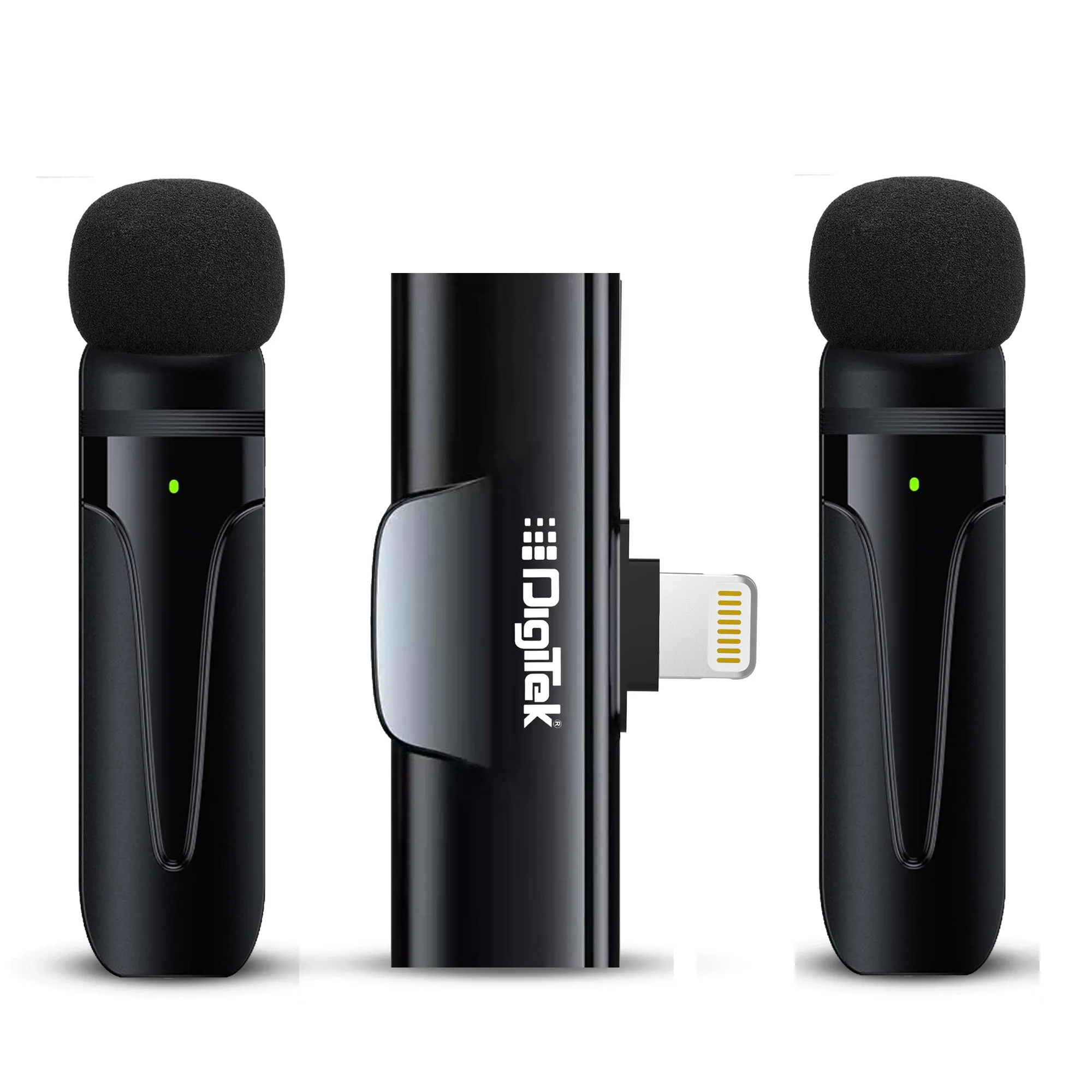 DIGITEK® (DWM 004) Wireless Microphone with Receiver Set, 2 Mics   1 Receiver, Lightning Connector, 4 Hours Working Time, 10m Wireless Range, for Audio Recording, Live Streaming, Video Recording