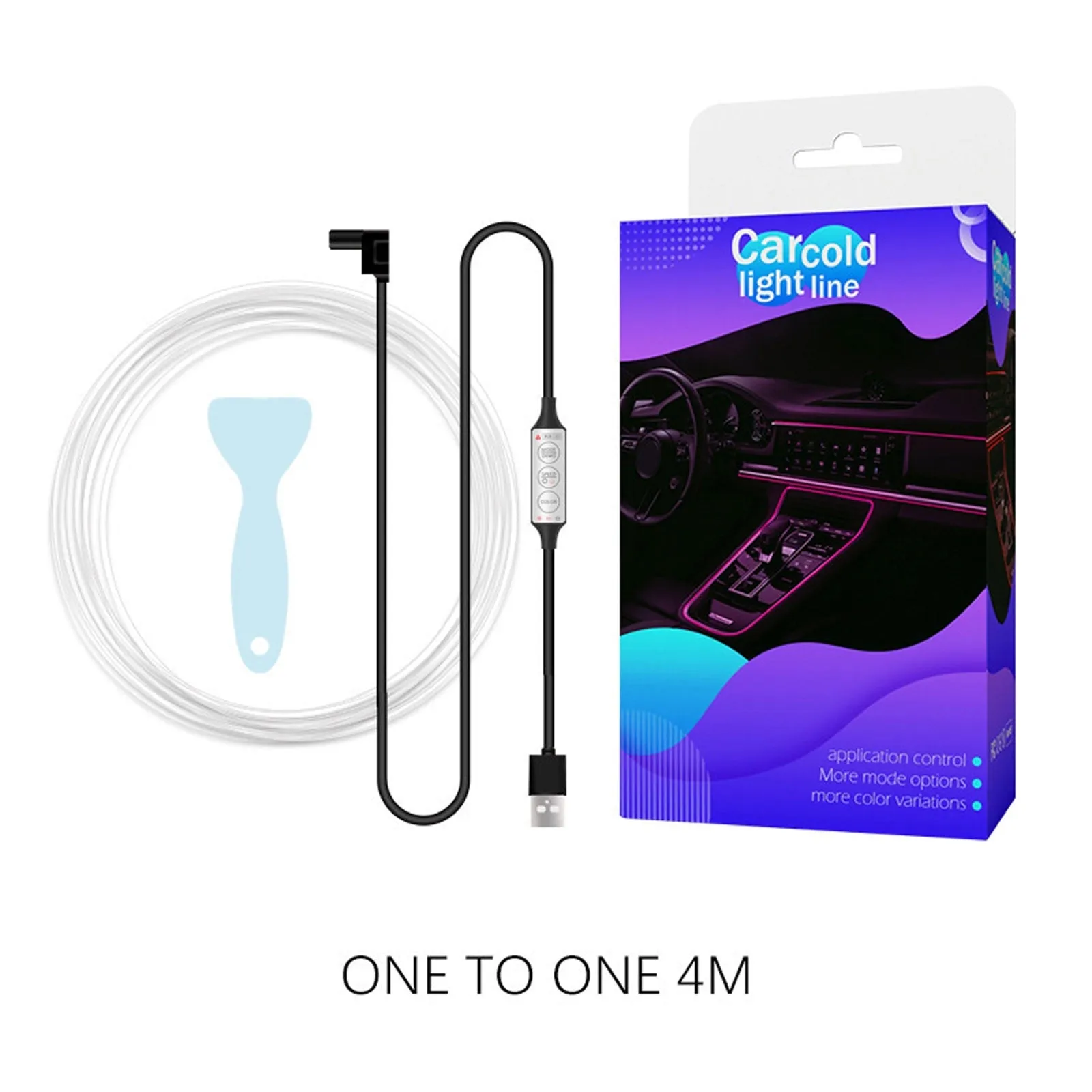 EL Wire Interior Car LED Strip Lights RGB Colorful Ambient