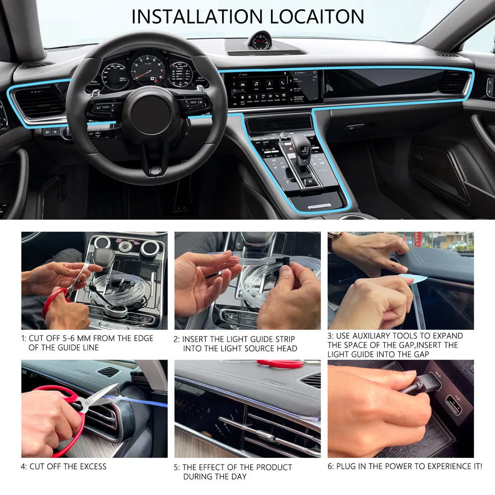 EL Wire Interior Car LED Strip Lights RGB Colorful Ambient