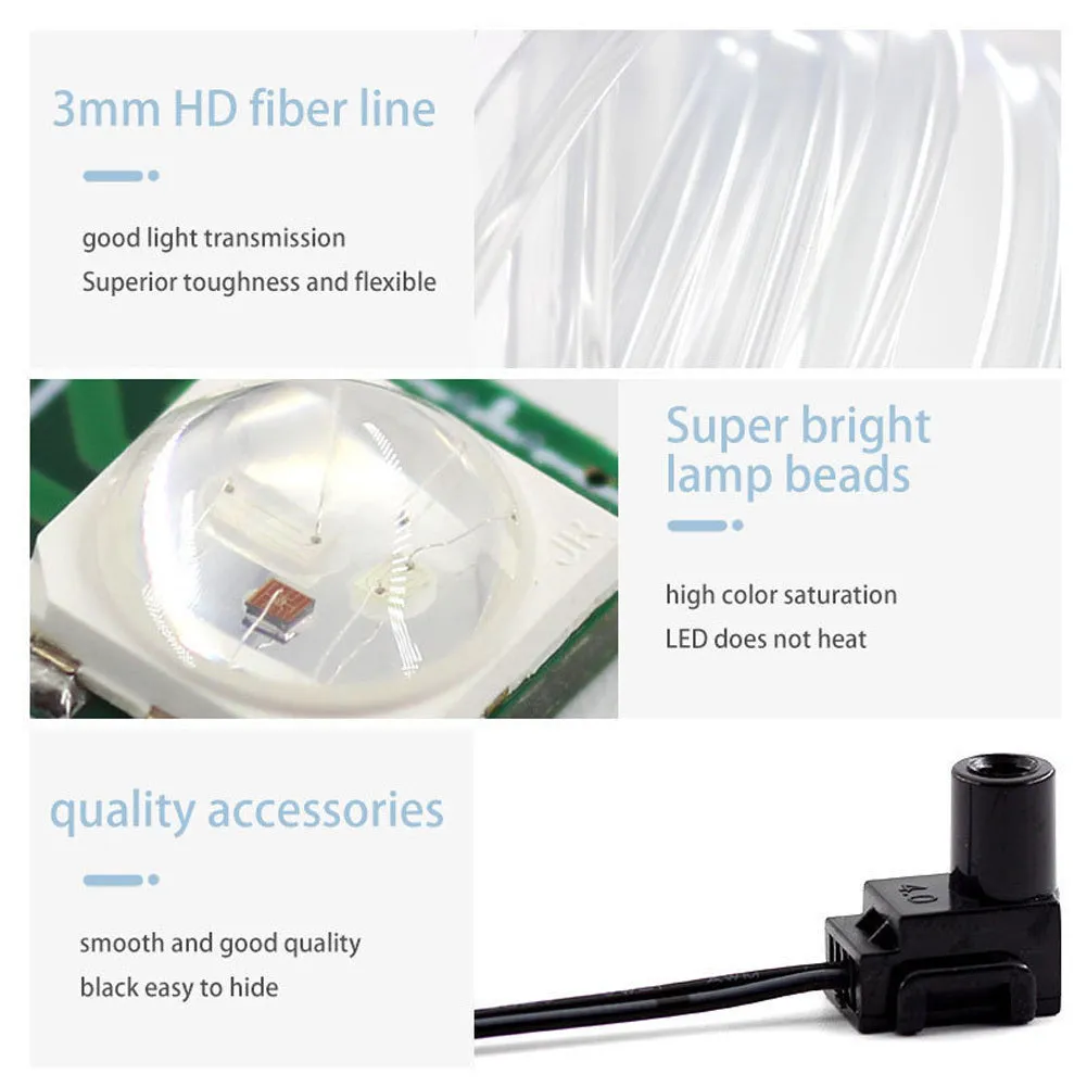 EL Wire Interior Car LED Strip Lights RGB Colorful Ambient