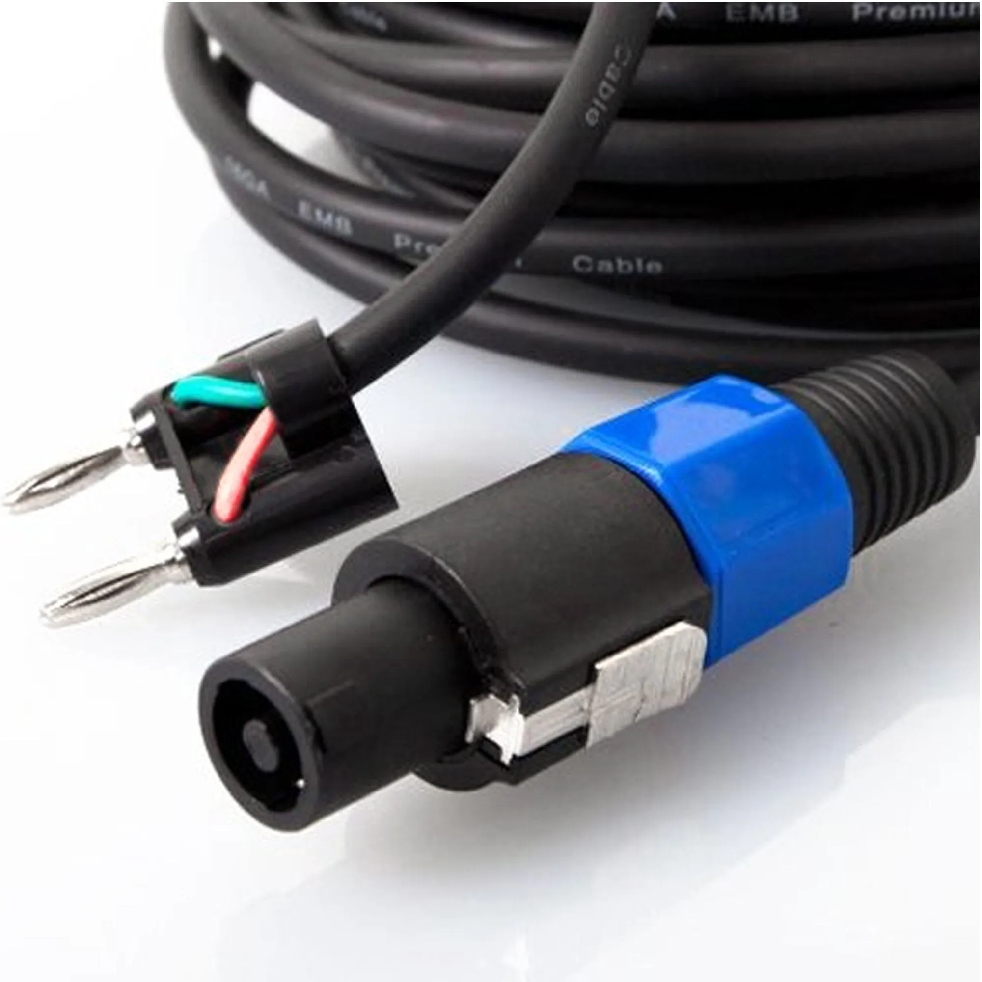 EMB Proffesional 2 PACKS Of BTS-12G25F - 25FT 12 Gauge Banana To Speakon Heavy Duty Speaker Cables