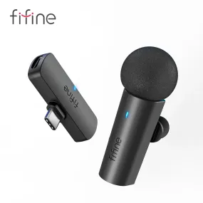 FIFINE Wireless Lavalier Recording Microphone, Type-C Mini Mic