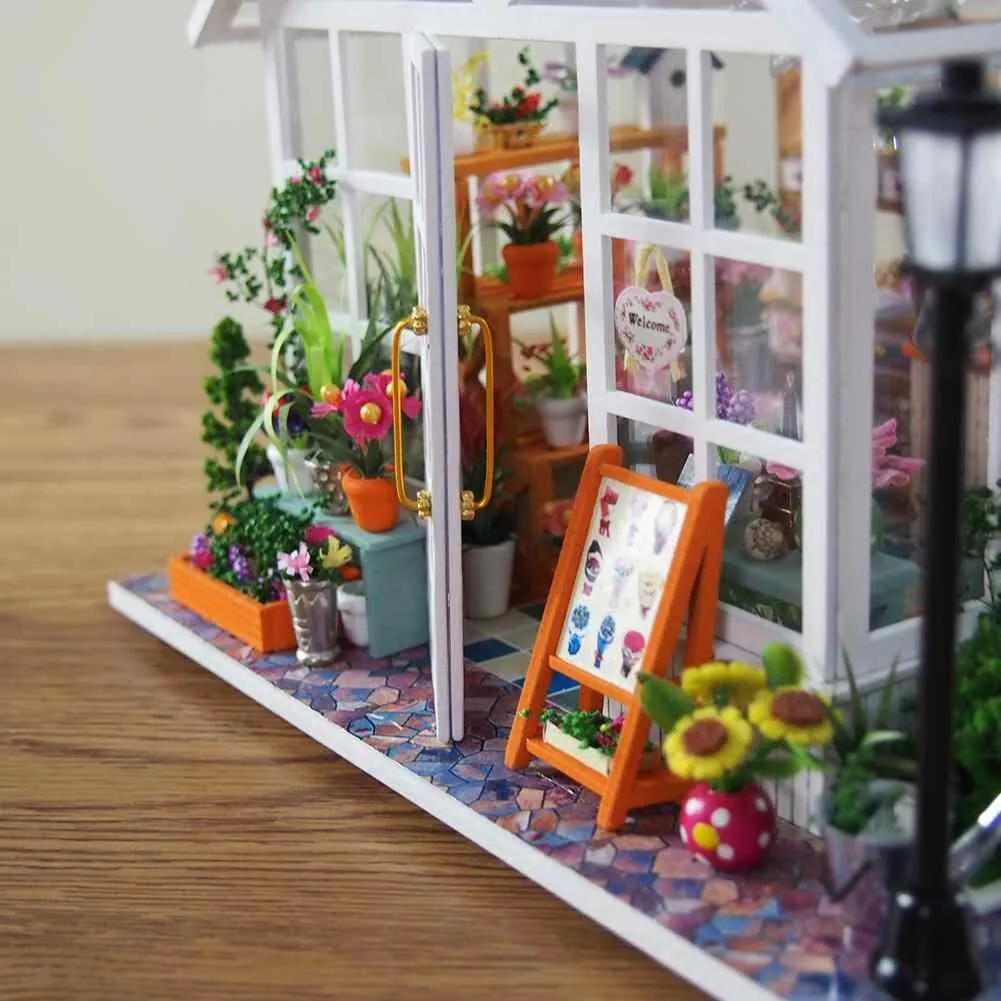 Flower Shop Nursery - DIY Dollhouse Kit - Plant Studio Miniature House Kit Adult Craft DIY Kits