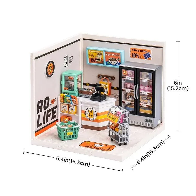 Fruit Vegetable Shop Miniature Grocery Shop Dollhouse Supermarket Dollhouse Coffee Shop Miniature Dollhouse Kit Coffee Shop Dollhouse