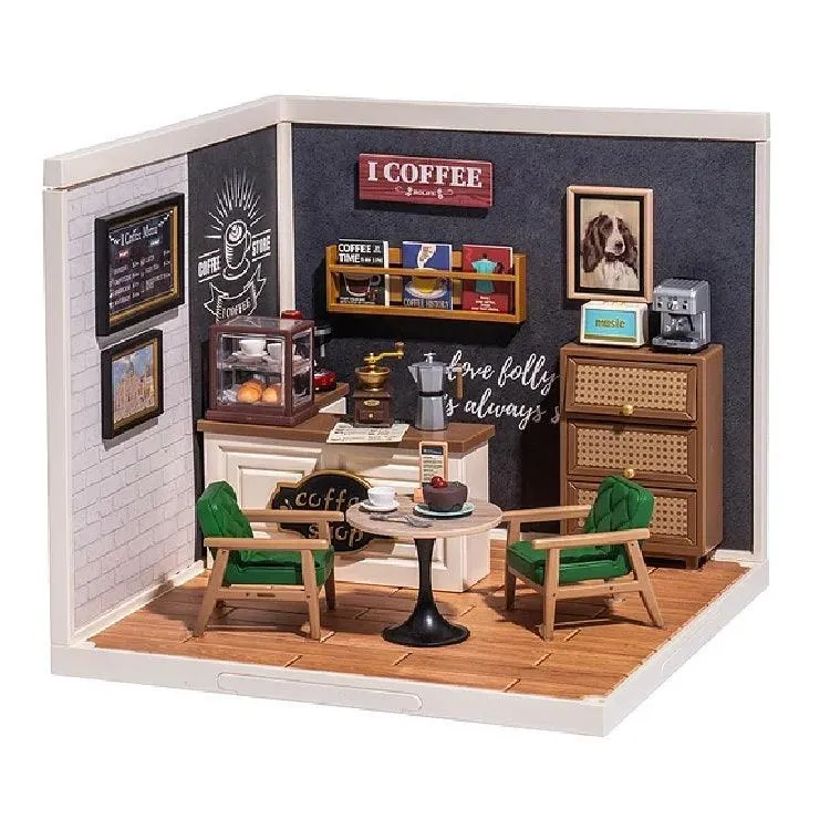 Fruit Vegetable Shop Miniature Grocery Shop Dollhouse Supermarket Dollhouse Coffee Shop Miniature Dollhouse Kit Coffee Shop Dollhouse