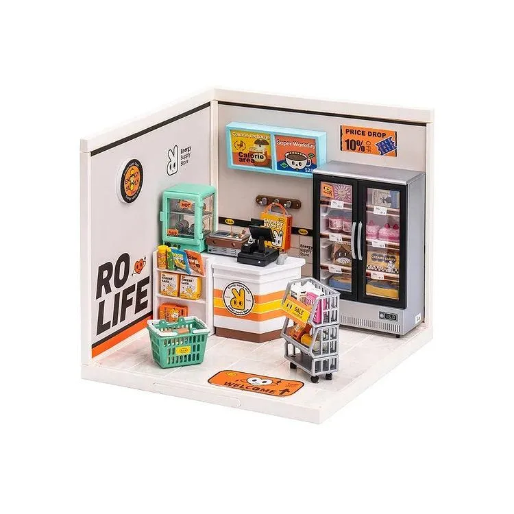 Fruit Vegetable Shop Miniature Grocery Shop Dollhouse Supermarket Dollhouse Coffee Shop Miniature Dollhouse Kit Coffee Shop Dollhouse