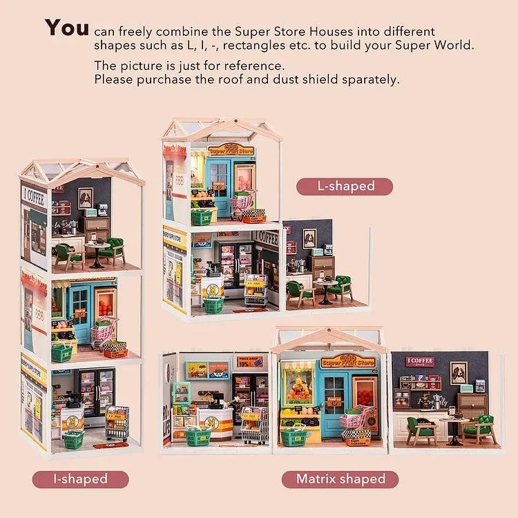 Fruit Vegetable Shop Miniature Grocery Shop Dollhouse Supermarket Dollhouse Coffee Shop Miniature Dollhouse Kit Coffee Shop Dollhouse