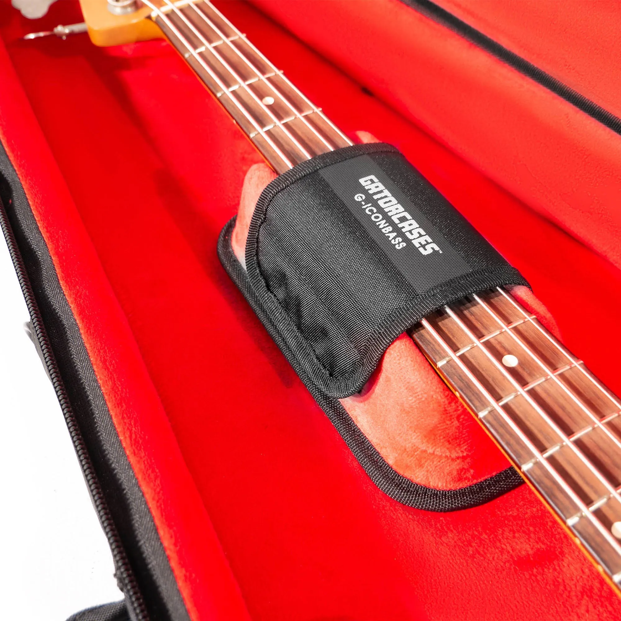 Gator Cases Icon Series Gig Bag For Electric Bass Guitars, Black with Red Interior