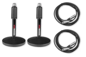 Gator Frameworks - Desktop Mic Stand 2-Pack w/(2) XLR Cables - GFW-MIC-DESKTOP-2PK