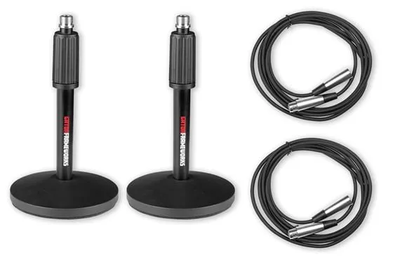 Gator Frameworks - Desktop Mic Stand 2-Pack w/(2) XLR Cables - GFW-MIC-DESKTOP-2PK