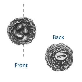 Green Girl Studios Message Bead, Birds Nest / "Home" 16mm, 1 Piece, Pewter
