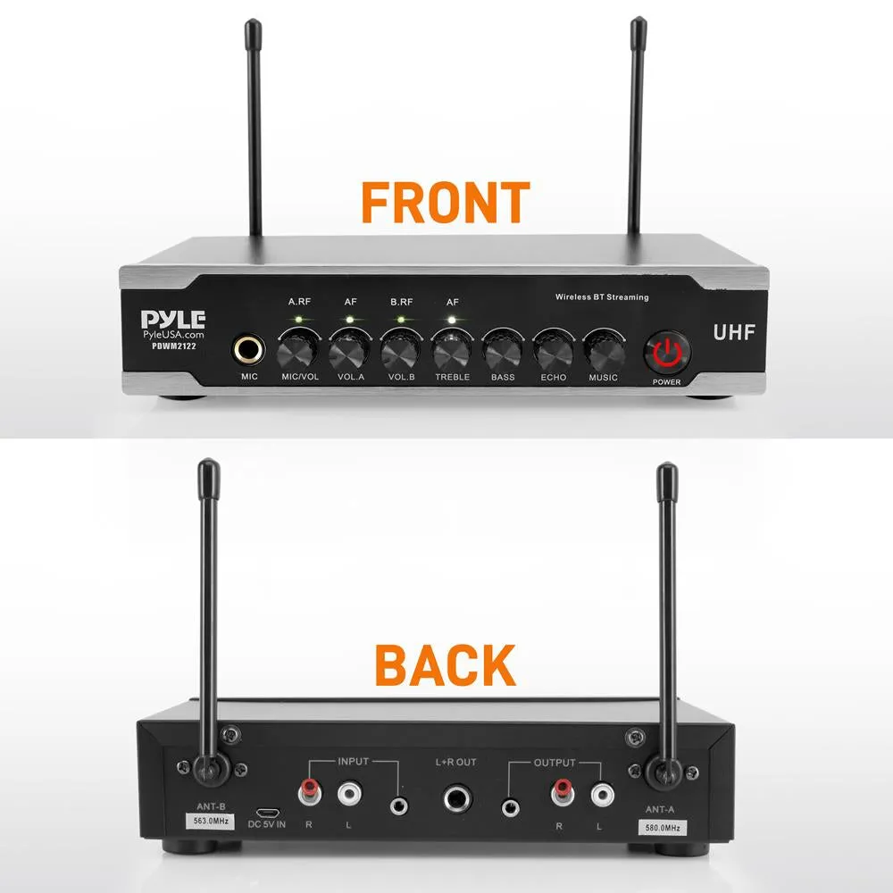 Home & Office Uhf Wireless Microphone System - Bluetooth Pa Public Address Mic System With (2) Beltpacks, (2) Headset Mics, Desktop Usb Powered