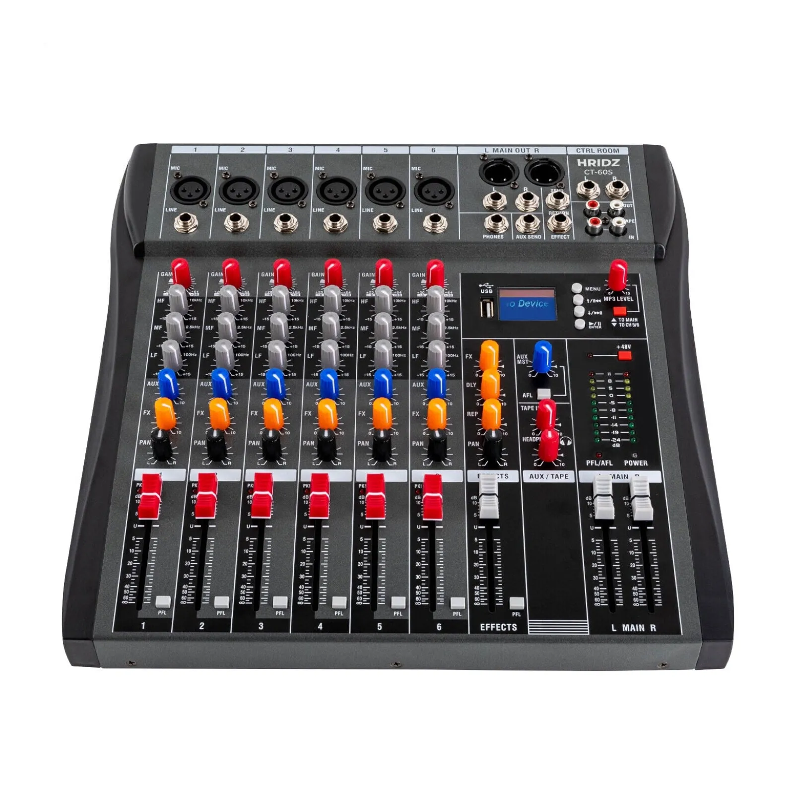 Hridz 6 Channels Bluetooth Mixer DJ Live Studio Audio Mixer USB Console Amplifier AUX