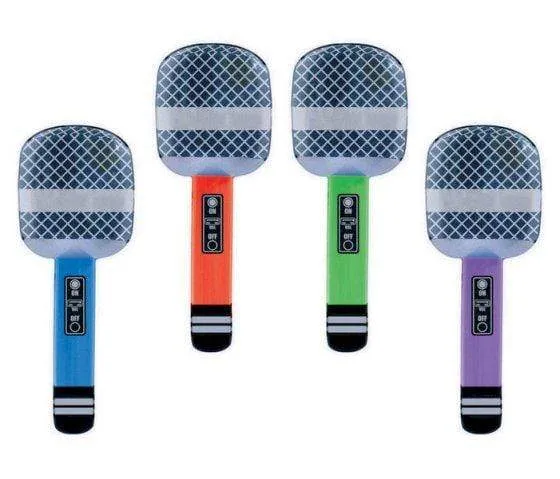 Inflatable Microphones Assorted Colours 26cm 4pk