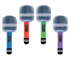 Inflatable Microphones Assorted Colours 26cm 4pk